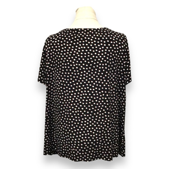 Liz Claiborne Career Woman Pleated Scoop Neck Polka Dot Blouse, Black, sz 3X - Picture 3 of 10